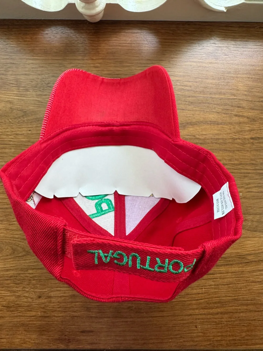 Red Portugal Unisex Adjust Baseball Cap with Green Embroidery and Patchwork NWT